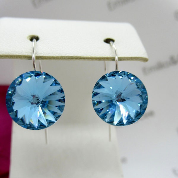 Aquamarine Earrings | May Birthday Gift for her | Gift for Sister, Swarovski Earrings, Sterling Silver Earrings,