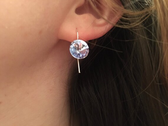 Lavender Earrings Swarovski Crystal Earrings Birthday Gift for Wife Girlfriend Mum Best Friend gift Silver Earrings Gift for Sister