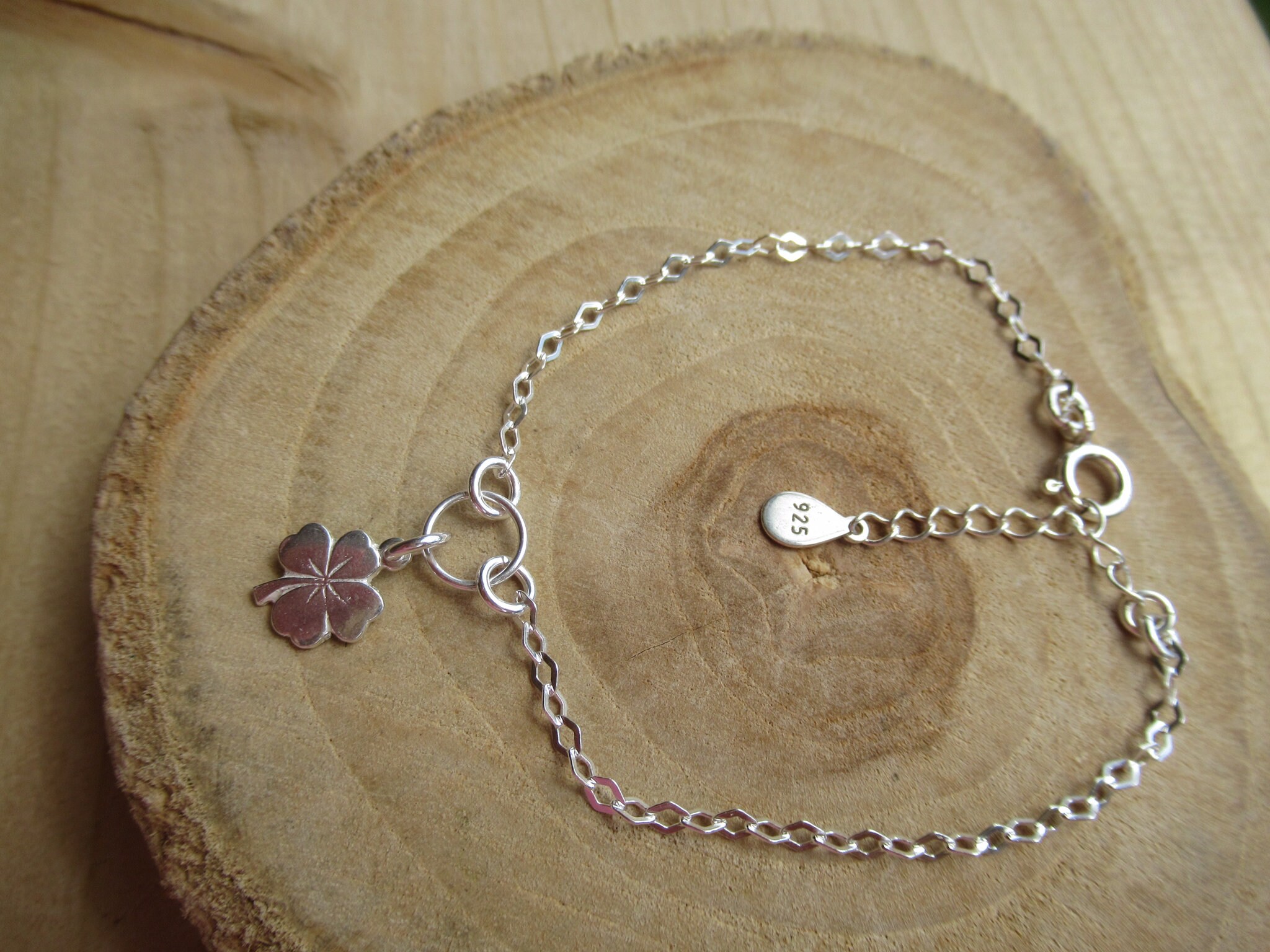 Four Leaf Clover Adjustable Bracelet Sterling Silver Shamrock Etsy