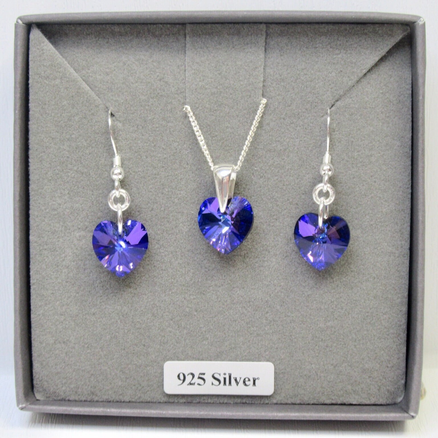 Purple Jewellery Set Swarovski Crystal Jewellery Silver Etsy UK