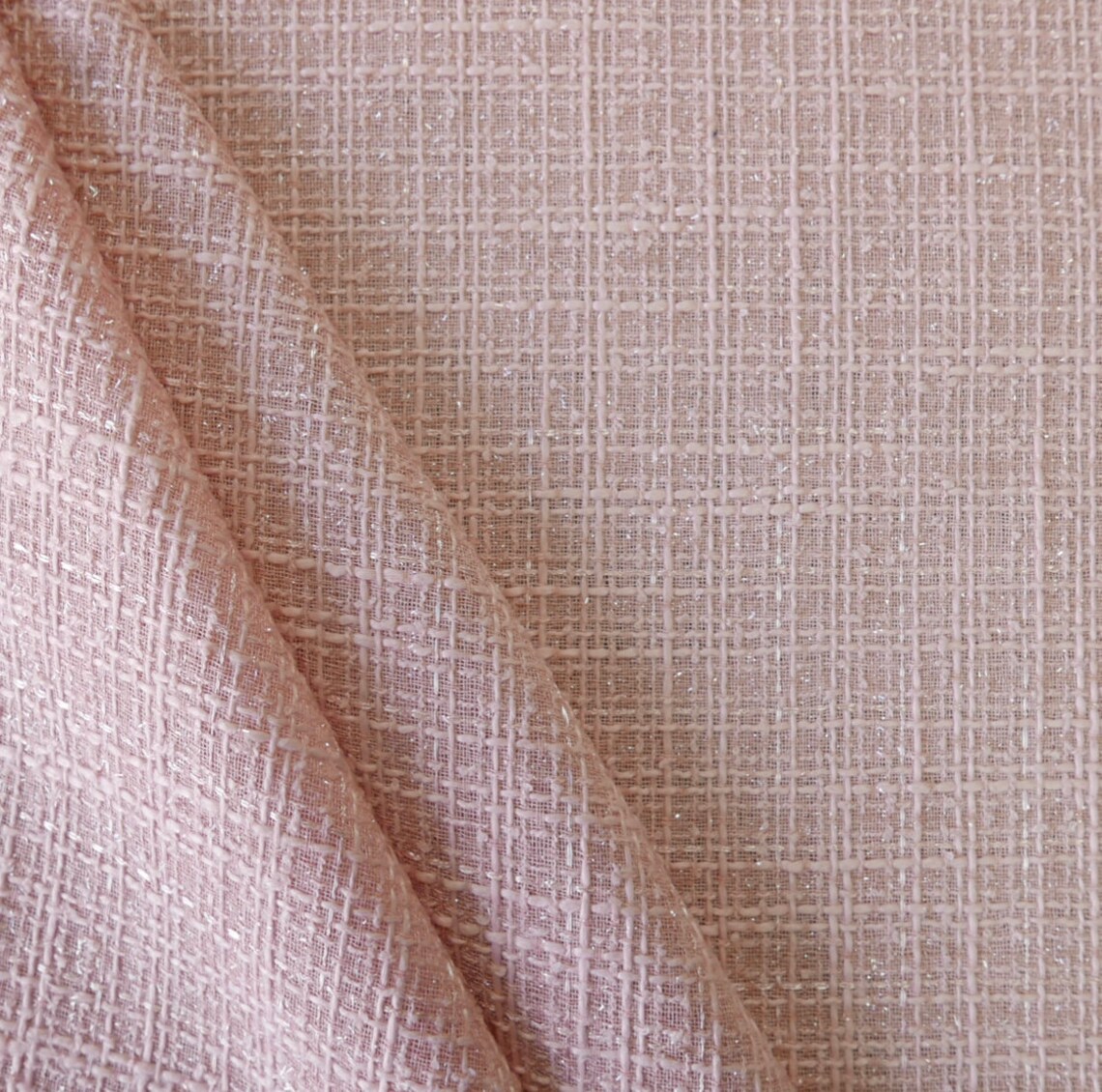 Tweed fabric classic light pink color Etsy