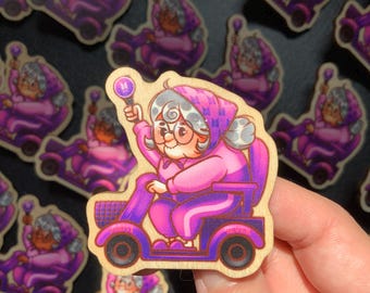 KPOP Army Granny Wooden pin | Wheelchair Version