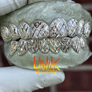 Diamond cut white shop gold grillz