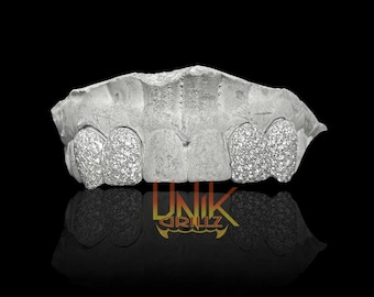 Custom Grillz Double Caps Moissanite Honeycomb Setting