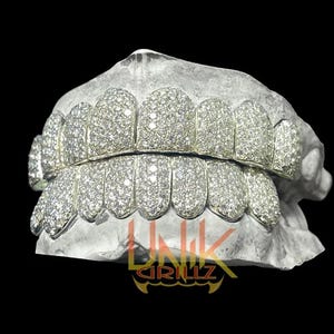 Custom Grillz Handset Full Burstdown Moissanite Honeycomb Setting