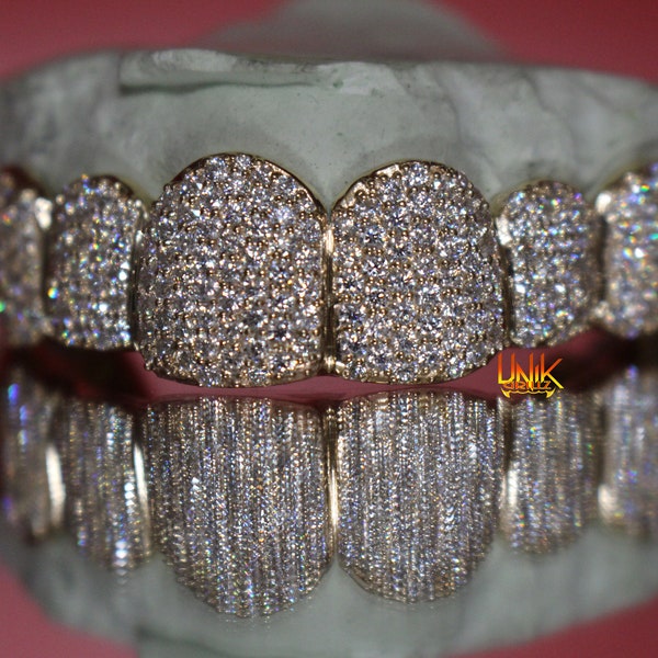 Custom honeycomb handset Grillz with VVS Moissanite