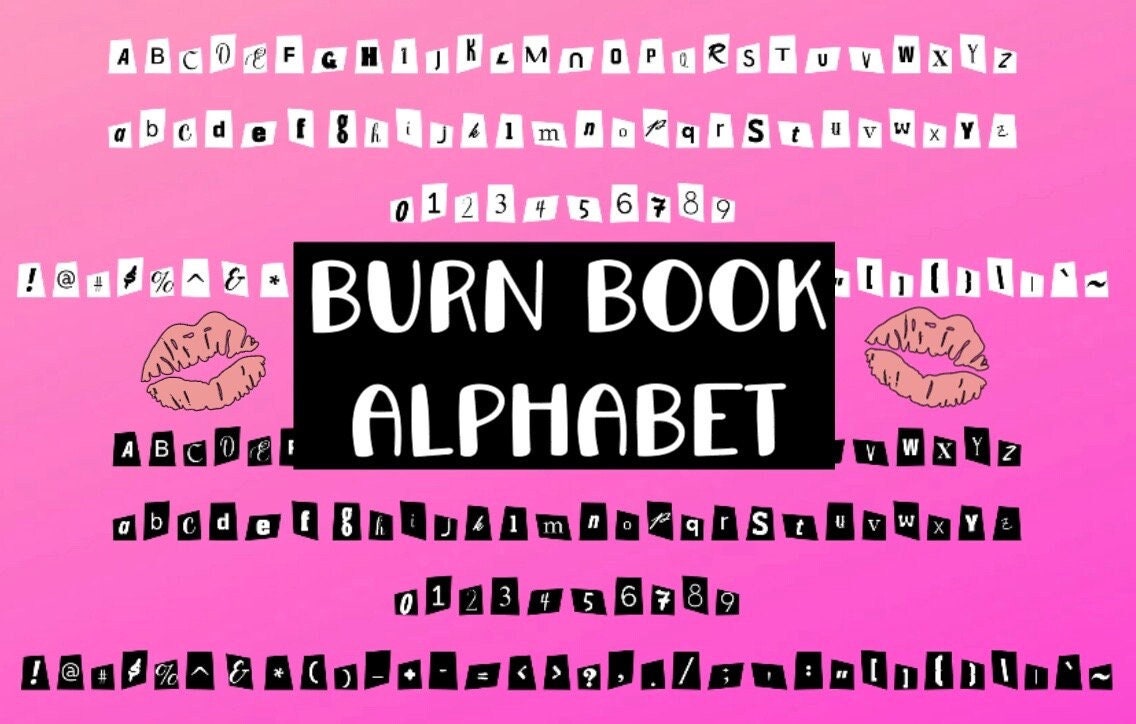 Burn Book Alphabet, Burn Book Letters, Cricut Cut Files, Burn Book SVG,  Mean Girls SVG 