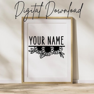 Adesivo con nome girasole SVG / Scrivi il tuo messaggio / Cricket - SVG / Clip Art / Download digitale / Fai da te
