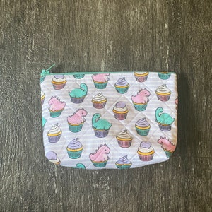 Dinosaur cupcake makeup bag