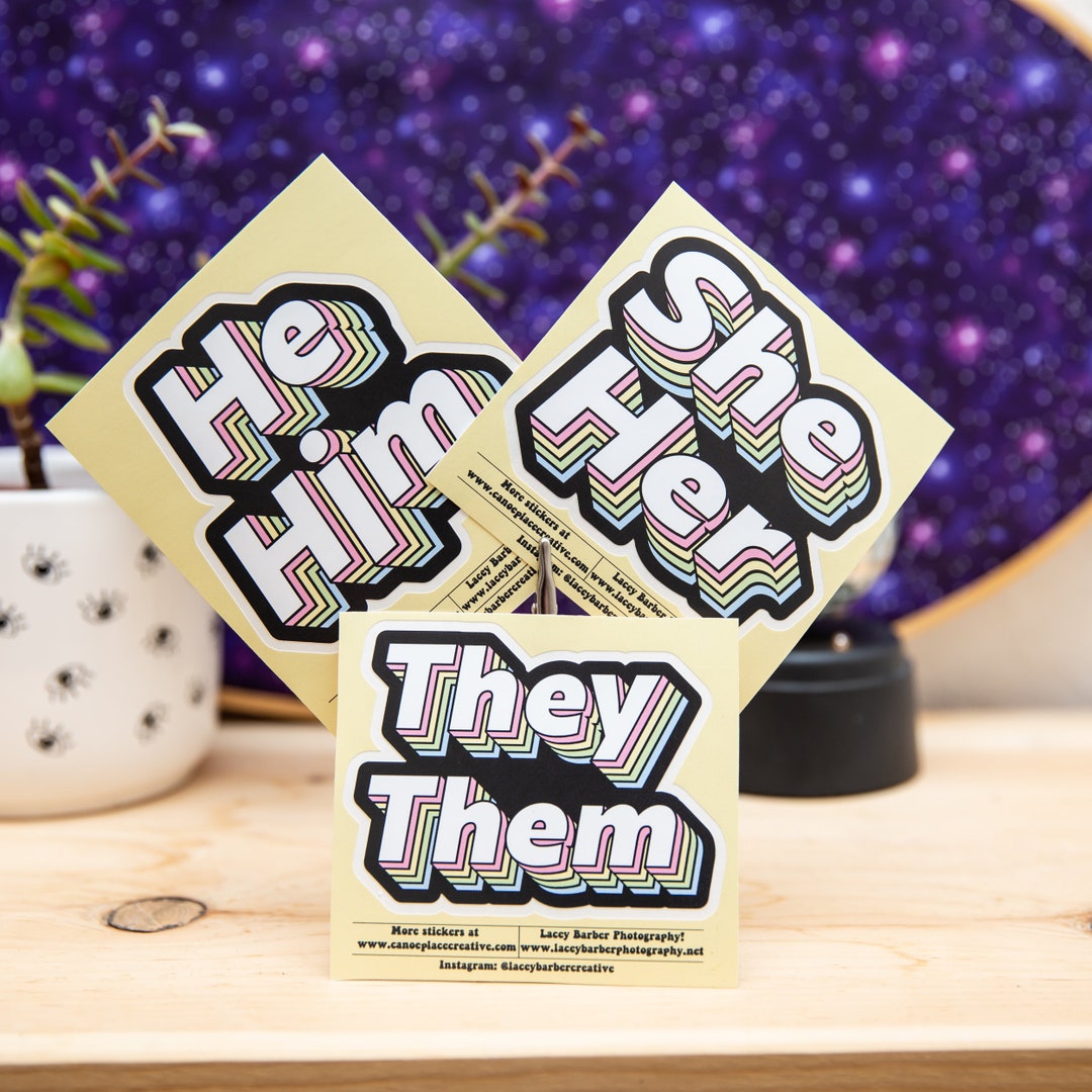 Pronoun Sticker Vinyl Sticker for Laptop or Water Bottle She/her He/him ...