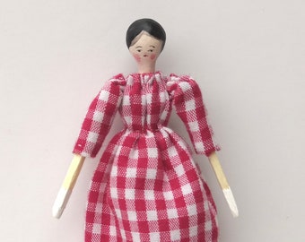 Miniature Grodnertal Style Doll, Little Lady, Reproduction Tuckcomb Doll, Dollhouse Figure, Replica Antique Doll  ASTRID