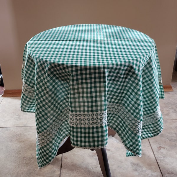 Green Gingham Tablecloth Etsy