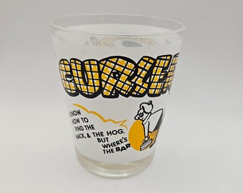 Vintage Novelty Curlers Lowball Whiskey Glass