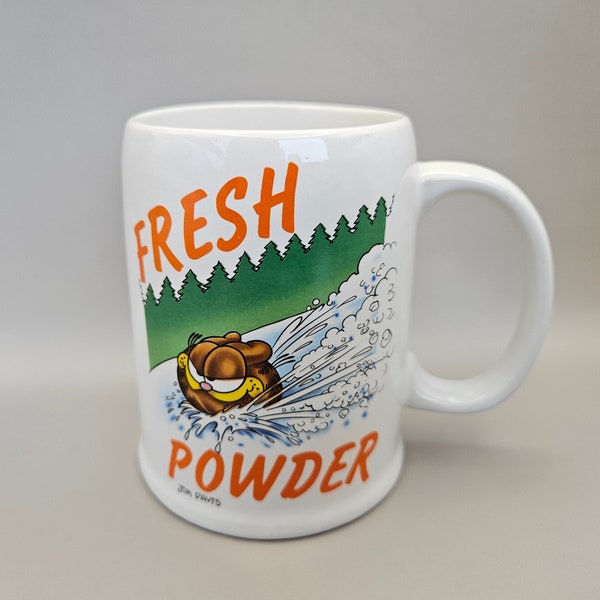 Vintage 1978 Garfield Large Mug "Fresh Powder" Ski Skiing Humour Jim Davis