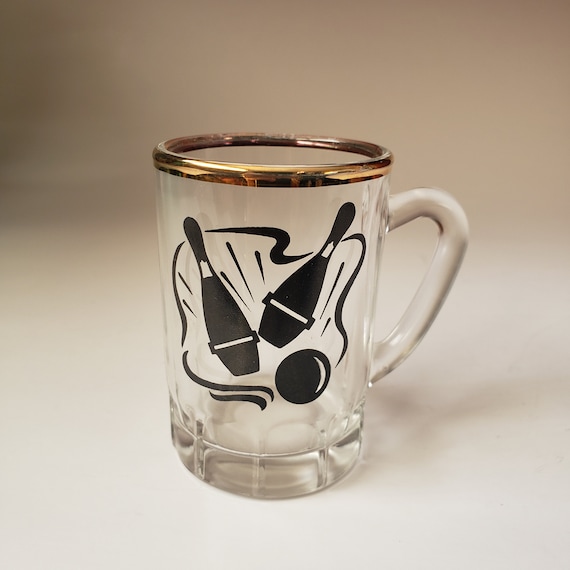Vintage Bowling Shot Glass Mini Mug Black & Gold France Etsy