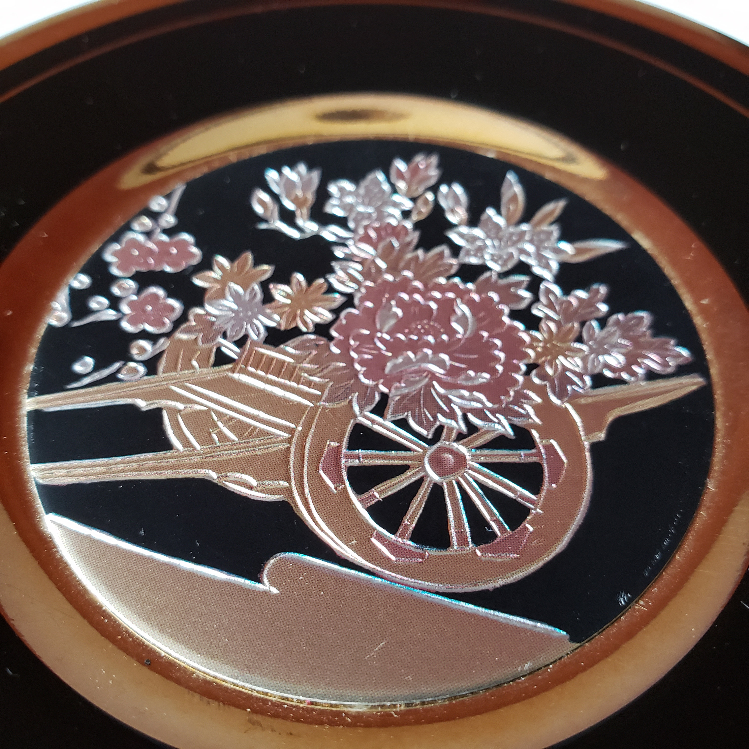 The Art of Chokin Decorative Plate Flower Cart 24 Kt Gold - Etsy