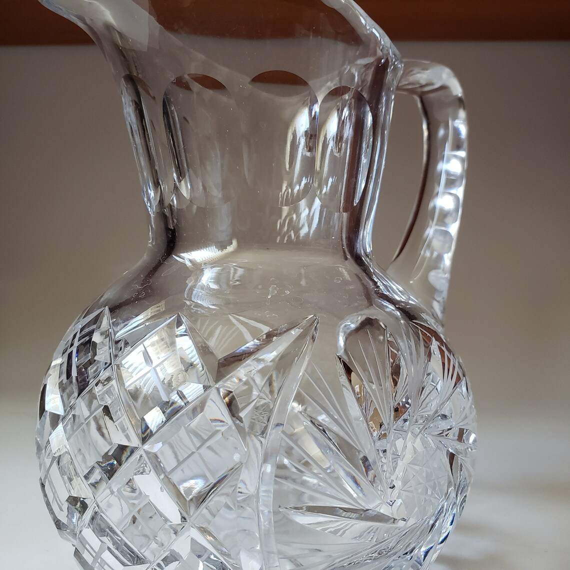Vintage Pinwheel Crystal Pitcher Thumbprint Neck Etsy