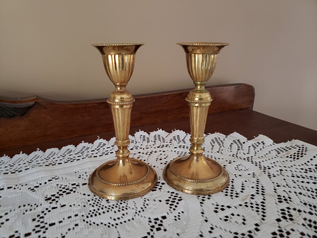 Pair of Vintage Brass Candle Holders India Etsy