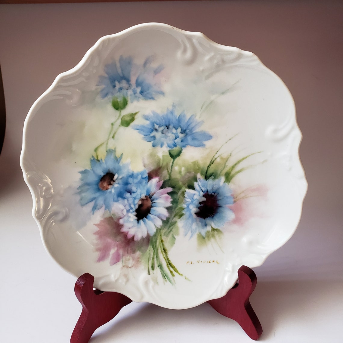 Vintage Hand Painted Signed Art Plate Floral Etsy 日本