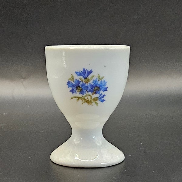 Vintage Egg Cup Victoria Czecho-Slovakia Porcelain Blue Flowers