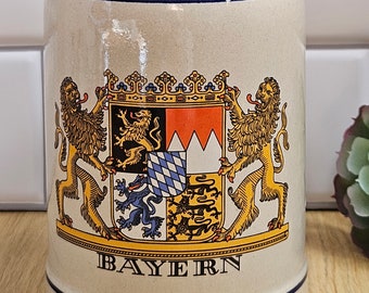 Vintage Stoneware West Germany Beer Stein Bayern Coat of Arms