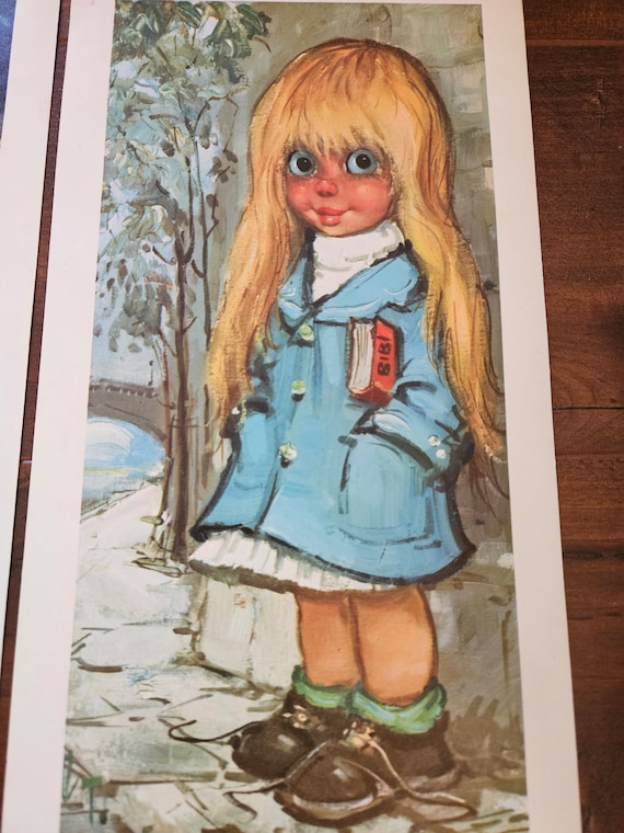 Mid Century Michel Thomas Big Eyed Boy & Girl Prints