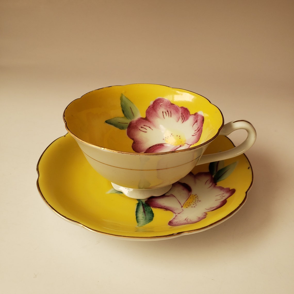 Vintage Shafford Japan Tea Cup Hand Painted Yellow Floral Etsy UK