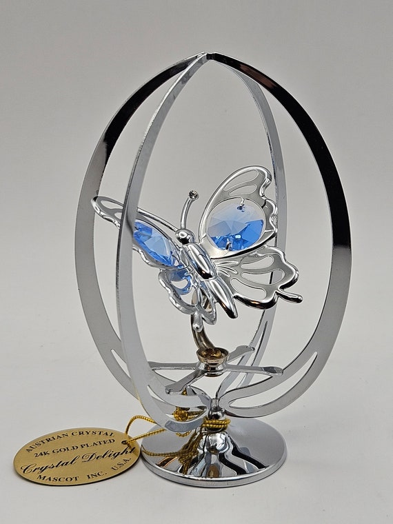 Mascot Chrome Butterfly in Heart Music Box (7 Color Options)- Featuring Crystal Best Gift for Thanksgiving Wedding Valentine's Birthday Moth並行輸入