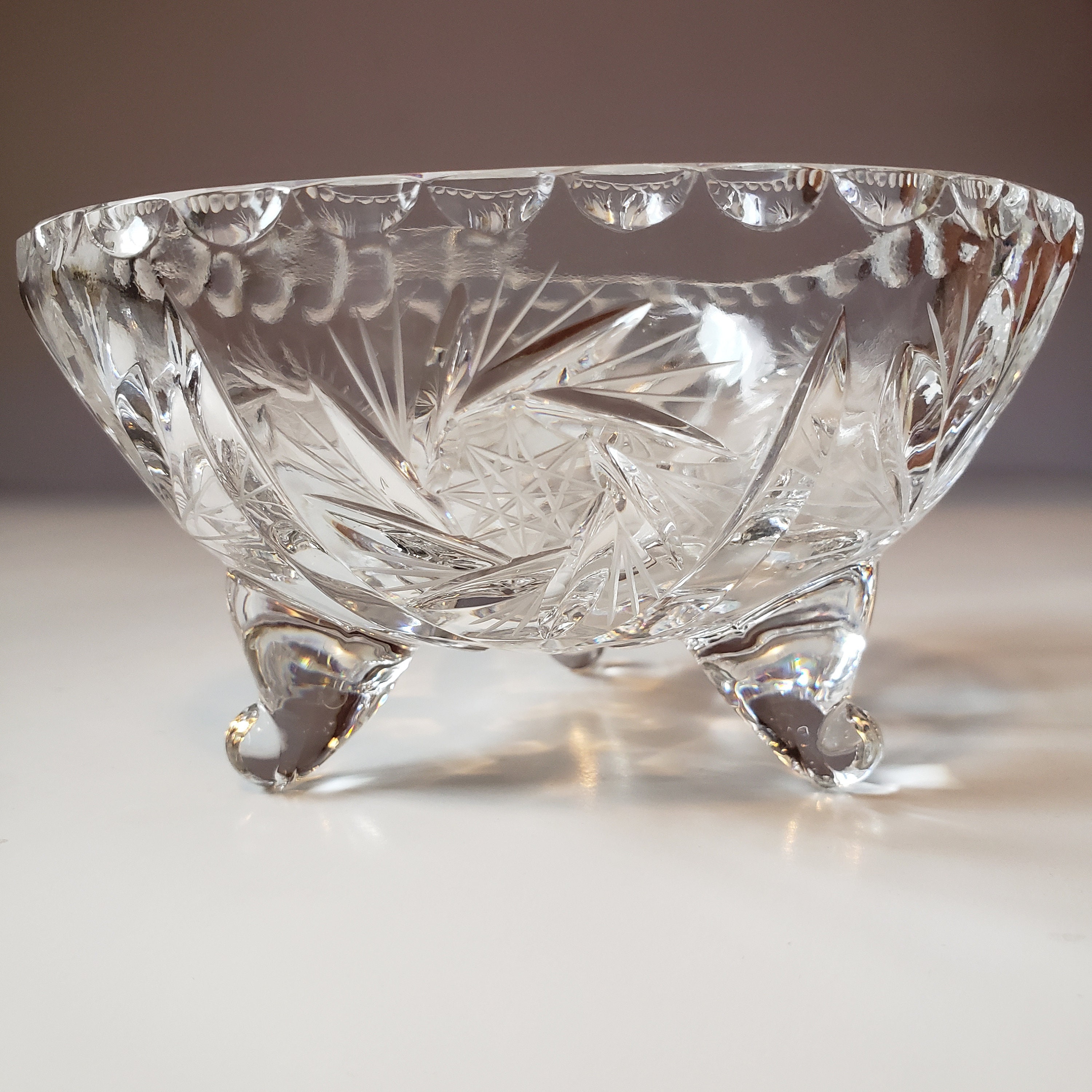 Vintage Pinwheel Star of David Crystal 3toed Bon Bon Dish Etsy