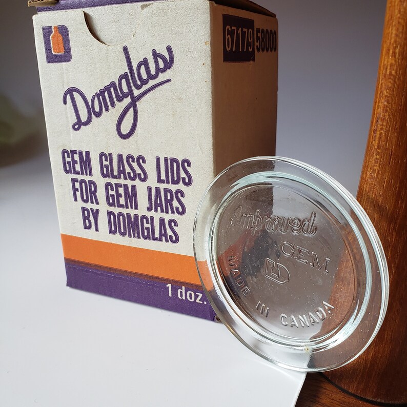 Vintage Box of 12 NEW Domglass Gem Jar Glass Lids Canning Etsy