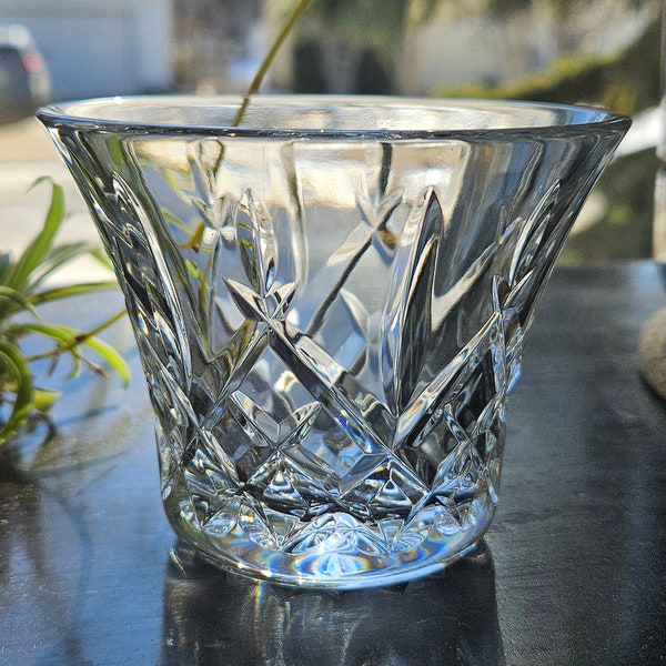 Vintage Crystal Flared Votive Candleholder Cup Bowl Dish Diamond Pattern