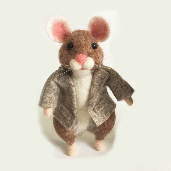 Wool Mouse Needle Felted Mouse Miniature Animal Felt Mouse White Mouse  Needle Felt Mouse Felted Mice Waldorf Animal Toy Cute Felt Mouse 