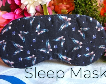 Sleep Mask / Sleeping Mask / Eye Mask / Sleep Aid / Travel Mask / Cat Lovers / Handmade / Eye Cover / Butterfly / Gift For Her / Geeky Gift