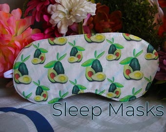 Sleep Mask / Sleeping Mask / Eye Mask / Sleep Aid / Travel Mask / Cat Lovers / Handmade / Eye Cover / Avocados / Gift For Her / Geeky Gift
