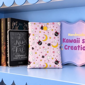 Kindle Sleeve, Padded Handmade Fabric Case, Button Closure E-Reader Protector Pouch, Kindle Paperwhite Sleeve E-Readers, Kindle Case Travel