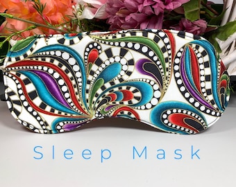 Sleep Mask / Sleeping Mask / Eye Mask / Sleep Aid / Travel Mask / Paisley / Handmade Therapeutic Sleep / Eye Cover For Sleep / Xmas Ideas