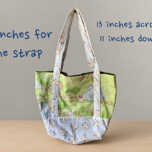 Sac à lunch/sac fourre-tout/sac de transport/animaux de la ferme/moutons/sac à livres/cadeau unique fait main/cartable/mignon fourre-tout à lunch/sac à lunch en tissu
