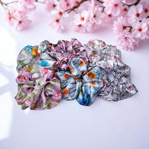 Handmade Chiffon Scrunchies / Hair Accessories / Gentle Hair Scrunchies / Hair Tie / Hairband / Silk / Satin Elastic Ties / Medium Scrunchie
