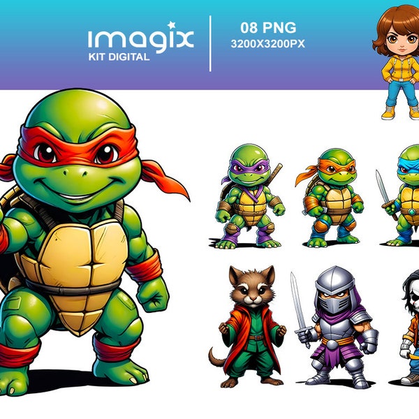 ninja turtle chibi digital clipart