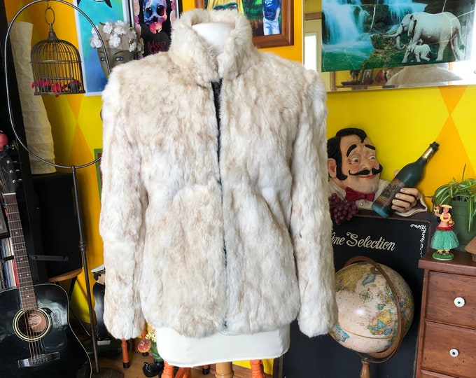 White Rabbit Fur Coat Real Fur Soft Natural Fur Jacket Warm Satin Lined