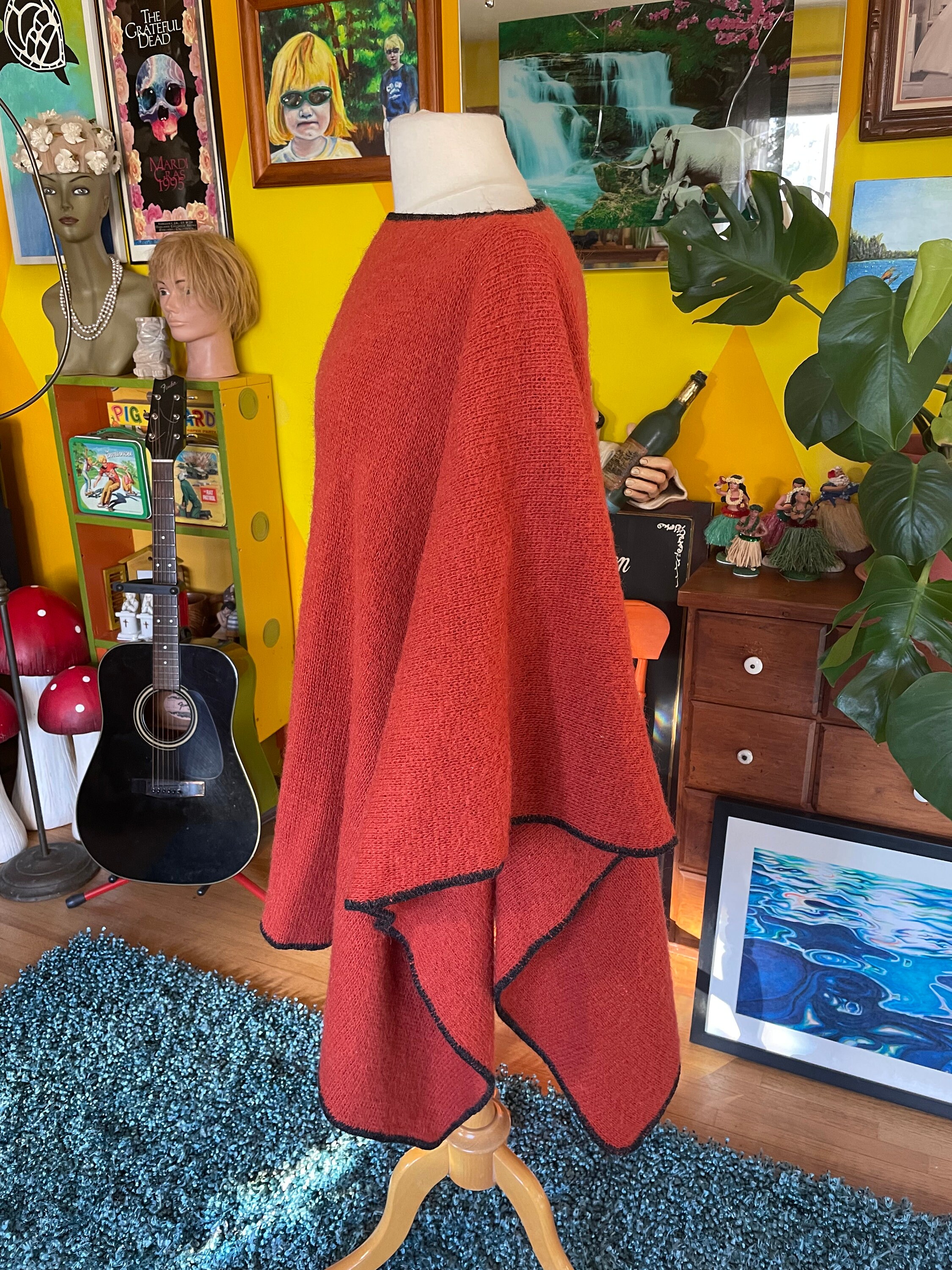 1970s Icelandic Wool Hooded Poncho