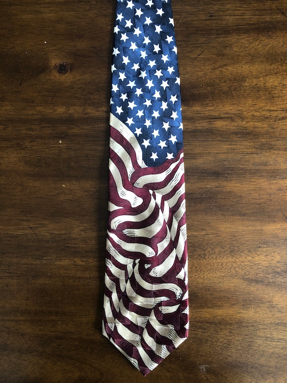 American Flag Patriotic Small Tie Clip with Red White and Blue Rhinestones July 4