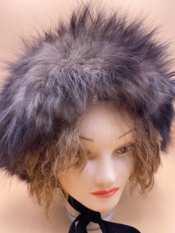 Unique Real Raccoon Fur Winter Hat Vintage Brown … - image 8