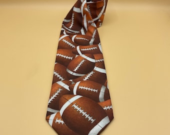 Football Tie NFL Sports Vintage Neck Tie Footballs Necktie Football Coach Gift Novelty Tie Ralph Marlin Made in USA Just Balls Football 1995