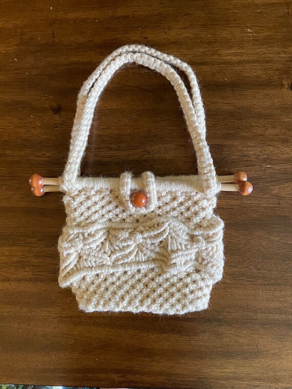 Vintage Macrame Purse Vintage Handbag Hipster Pur… - image 2