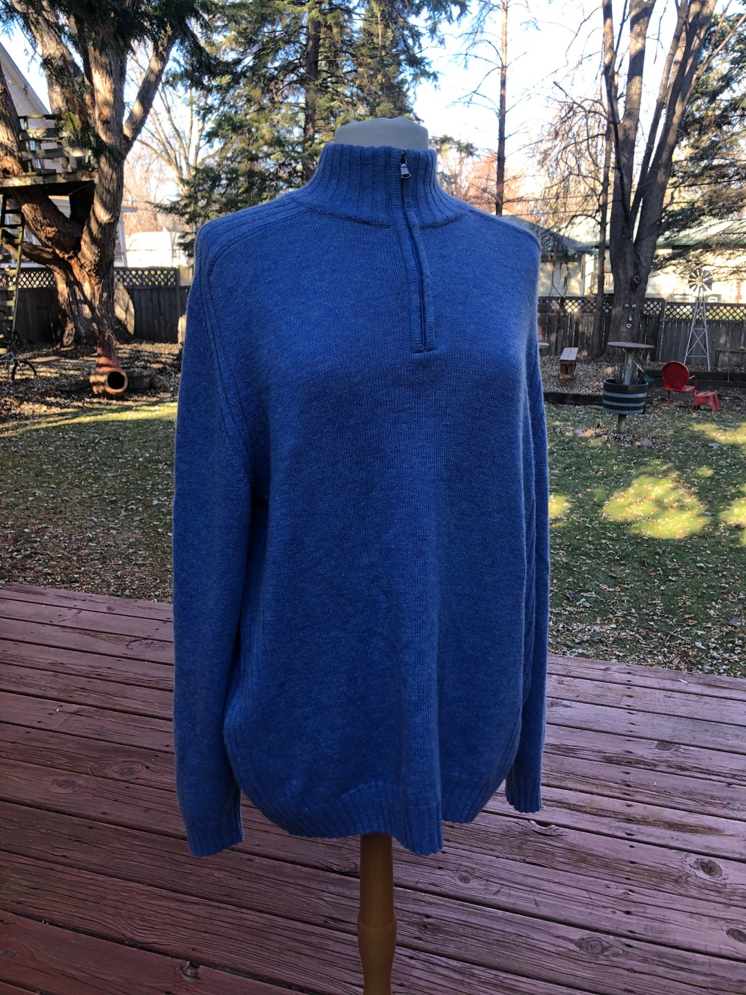 Royal Blue Cashmere Wool Sweater Made in Italy Pullover Half Etsy