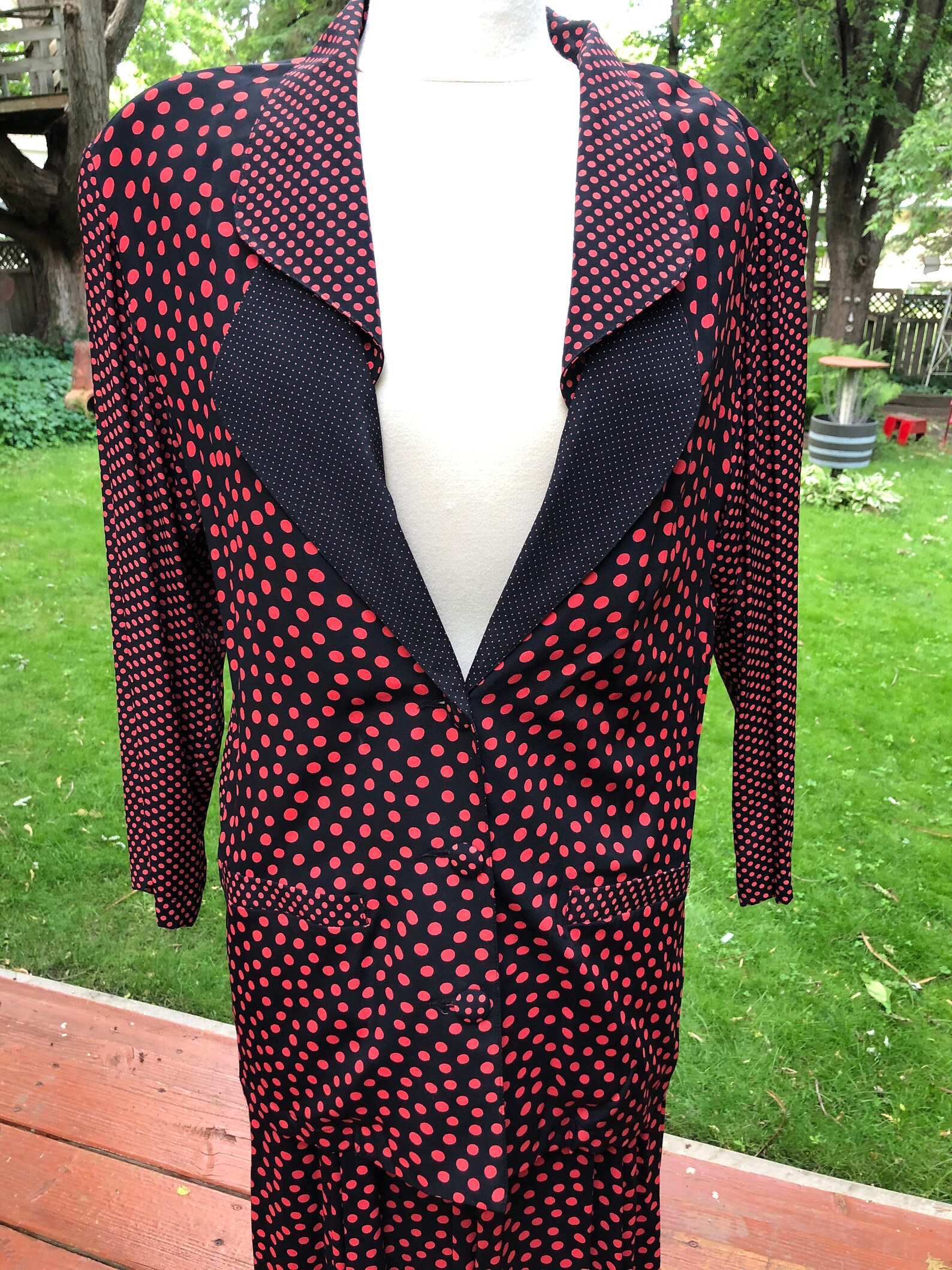 Red Polka Dots on Black Skirt Jacket 2 Piece Vintage Dress | Etsy