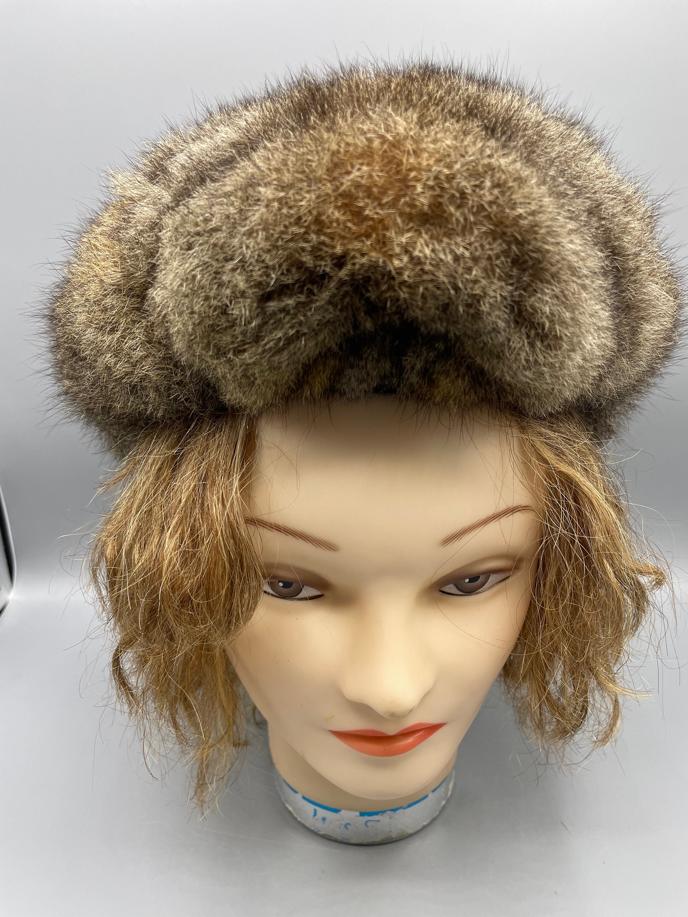 New Zealand Real Rabbit Fur Beret Hat Natural Beige Fur Tam Vintage Soft Clean Boho Bohemian