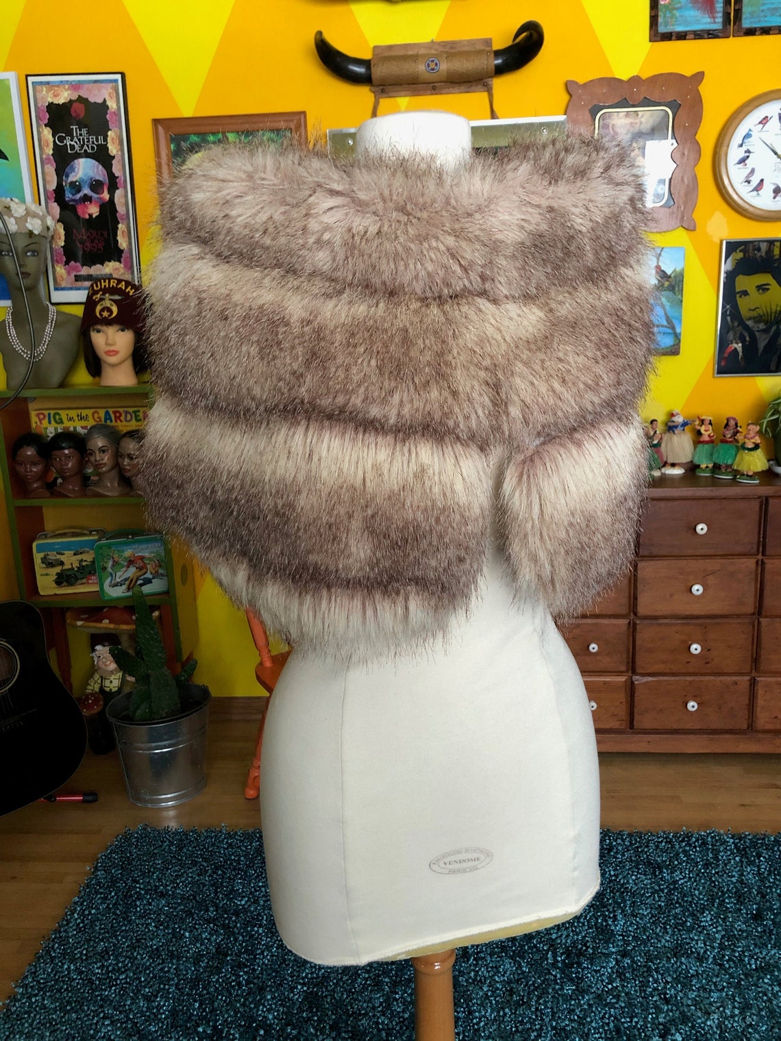 Faux Fur Shoulder Cape Beige Brown Fake Fur Capelet Retro Etsy