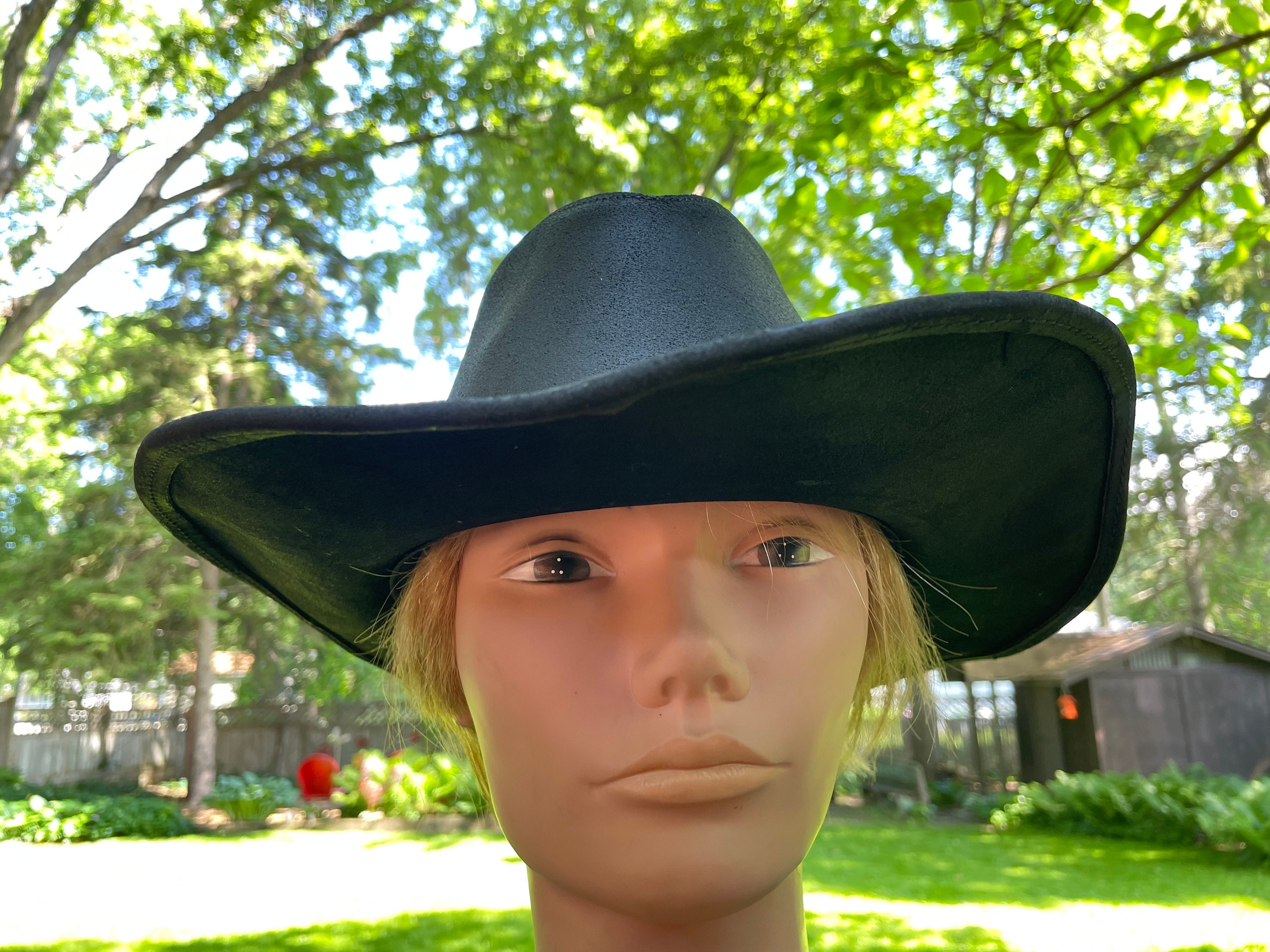Black Leather Western Hat Vintage Rocker Hipster Cowboy - Etsy